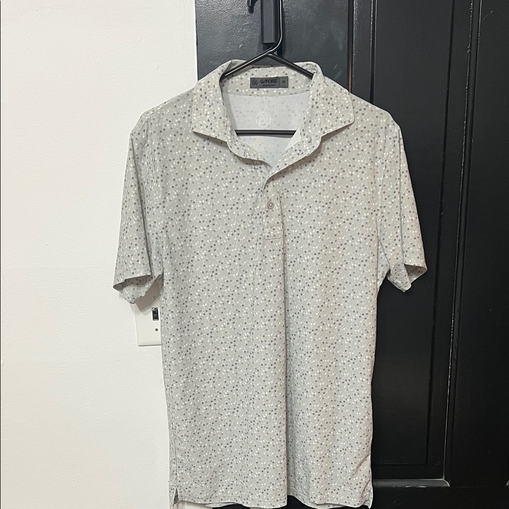 G/FORE Light Gray Patterned Polo Shirt